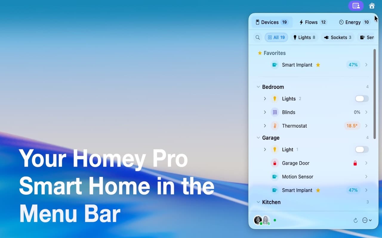 Homebar — Your Homey Pro Smart Home in the Menu Bar